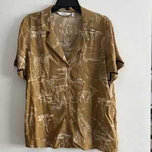 & Other Stories Women’s Wildlife/Safari Print button-down blouse with beaded